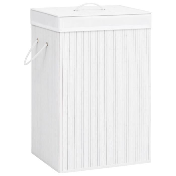 vidaXL Panier à linge avec 2 sections bambou blanc 72 L 320743