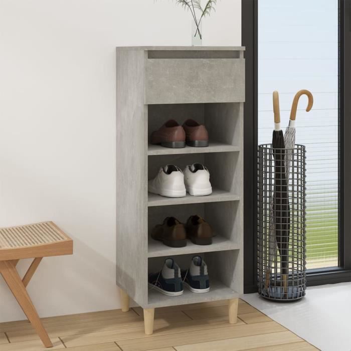 vidaXL Armoire à chaussures Gris béton 40x36x105 cm Bois dingénierie 819776