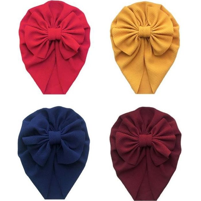 Lot De 3 Bonnets Confortables En Coton Pour Nouveau-nés Avec Nœud Papillon Pour Bébé De 0 à 3 Mois, Lot 6., Taille Unique