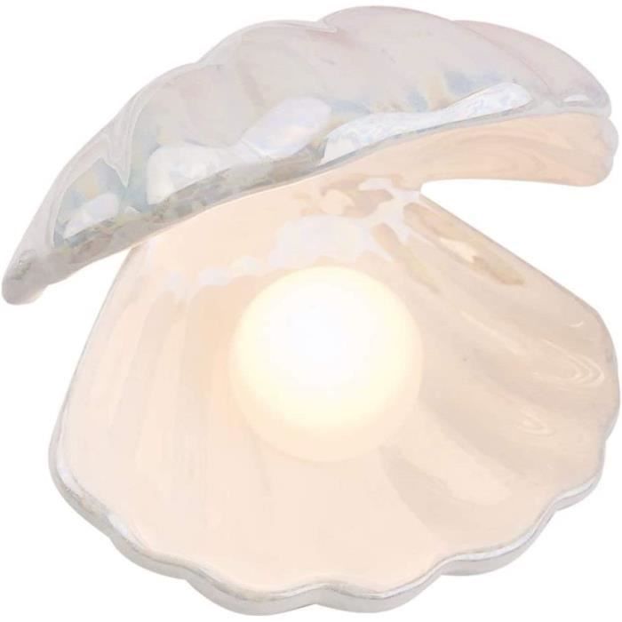 Lampe de nuit en céramique perles de coquillage lampe de nuit pour la décoration de la maison et du chevet cadeau de Noël Blanc