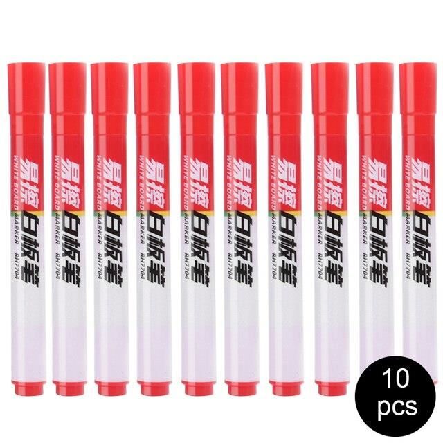 Lot De 10 Feutres Effaçables Pour Tableau Blanc - Pointe Fine - Noir - Idéal école, Bureau, Maison