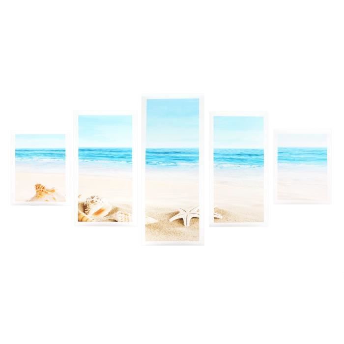Lot De 6 Décorations Murales En Bois De Coquillage De Plage,Paysage En