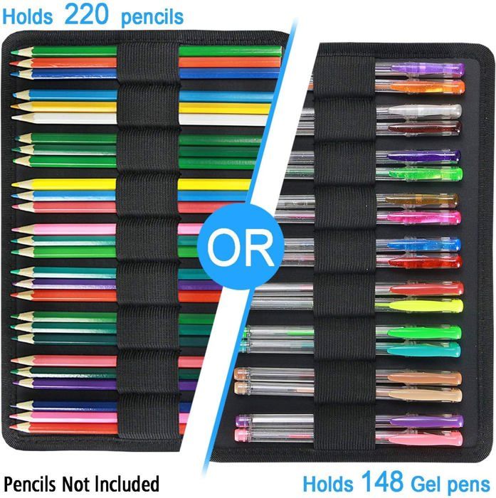 JAKAGO Grande Trousse à Crayons 220 Emplacements - Sac Étanche Portable Pour Artistes Et Étudiants