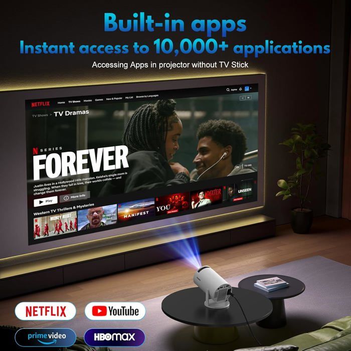 [App Intégrée] Mini Vidéoprojecteur 1080P 4K Supporte Mini Projecteur ...