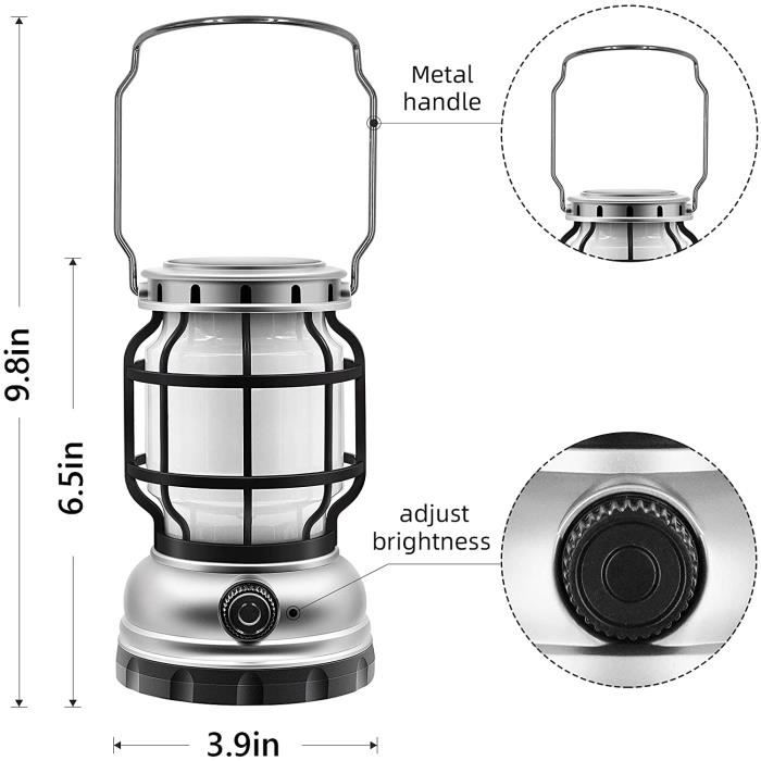 Led Dynamo Camping Lantern - Lampe De Secours Étanche, Argent[J1671 Led Dynamo Camping Lantern - Lampe De Secours Étanche, Argent[J1671