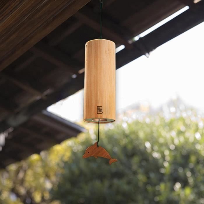 Carillon à vent en bois de bambou, style japonais, décoration classique  pour terrasse, porche, jardin, cour[213]