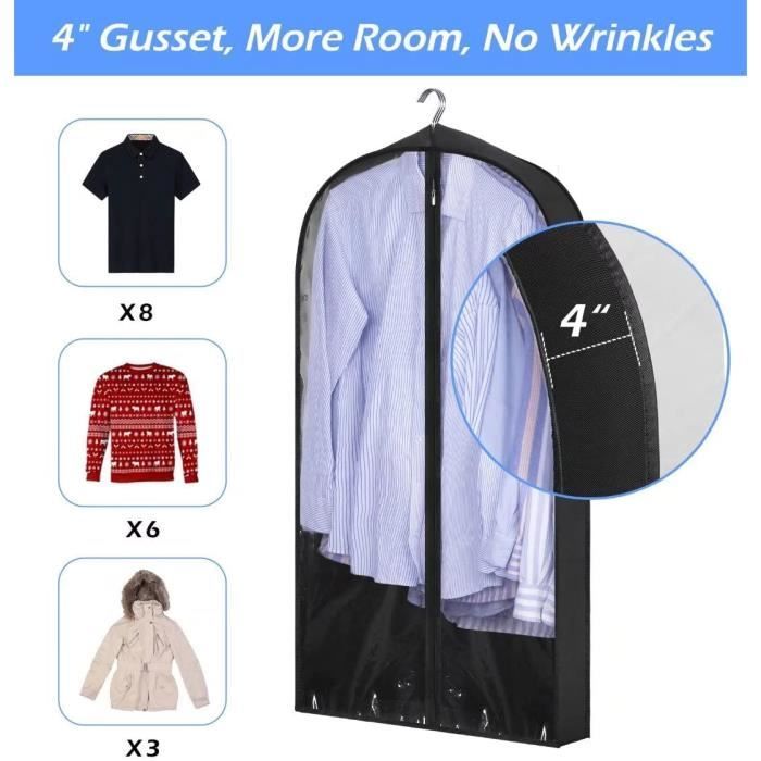 Lot De 6 Housses Vêtements Transparentes 60x100 Cm | Protection Imperméable Anti-Poussière Pour Costumes, Vestes, Robes Et Chemises