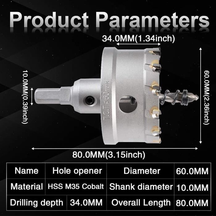 Scie-cloche Carbure De Tungstène 60mm - KATUR - TCT Pour Perceuse