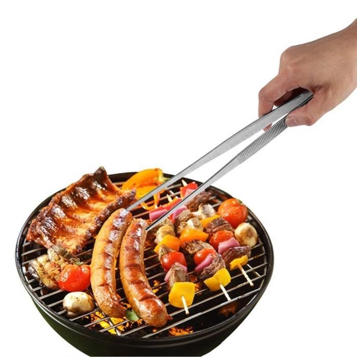 Mualady Pince de cuisine silicone 27,5cm - En acier inoxydable pince  alimentaire cuisine - Longue pince barbecue - Convient pour griller et  rôtir 