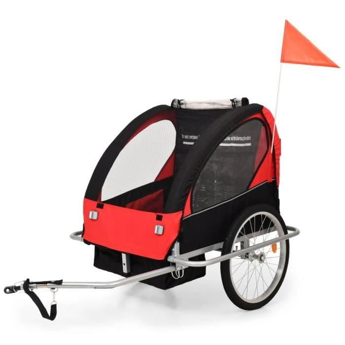 Remorque Vélo Convertible En Poussette BIKE ORIGINAL – Alu, 2 Enfants, Capote Toutes Saisons, Suspensions, Frein Parking, Pliable