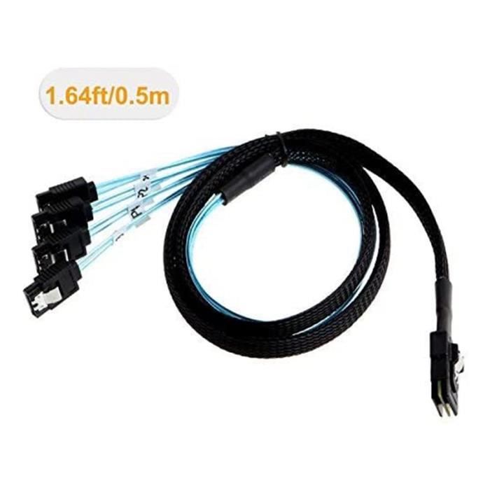 SFF8087 (Hôte) vers 4X SATA (Cible) Interne Câble Mini SAS 1 MètreMini SAS 36Pin SFF8087 à 4x