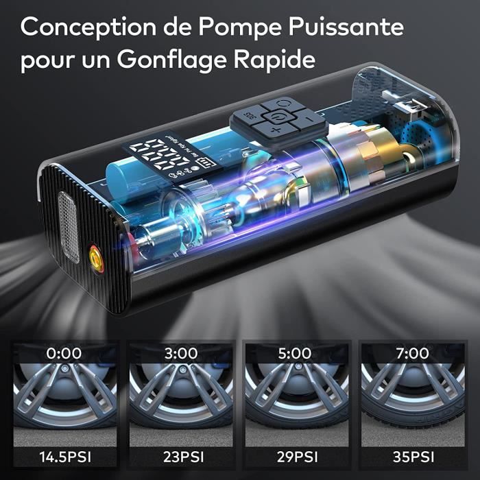 Compresseur Air Portatif BAKTH 6000mAh - 150PSI, 4 Modes, Ecran LCD