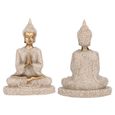 Drfeify Ornement de Maison Méditation Statue de Bouddha Assis Sculpture Figurine Artisanat pour Décoration de Maison(A Or)-2