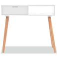 Table console - OVONNI - Bois de pin massif - Blanc - 1 tiroir - Style campagne-2