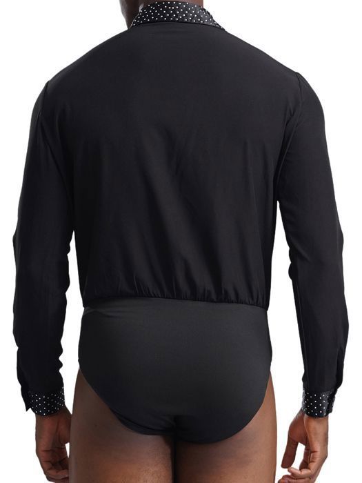 Body De Danse Homme à Manches Longues - Paillettes - Col V - Pour Ballet, Patinage, Danse Latine