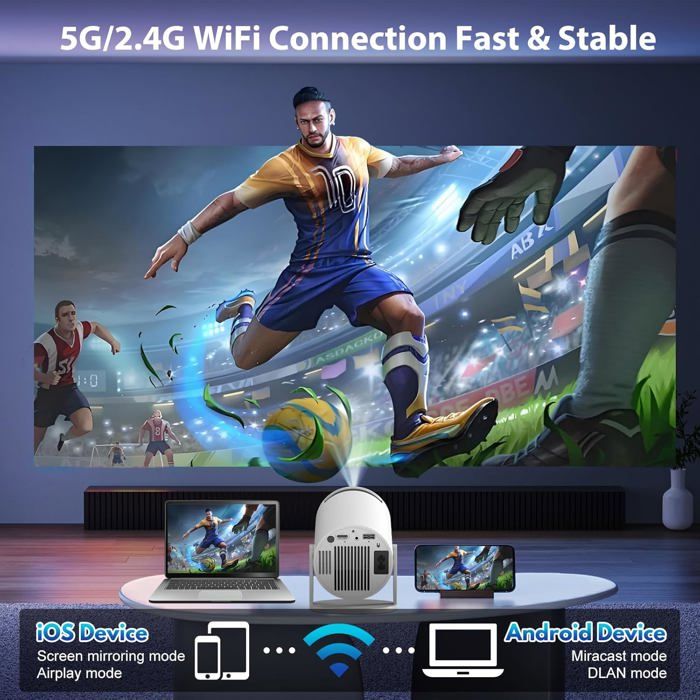 [App Intégrée] Mini Vidéoprojecteur 1080P 4K Supporte Mini Projecteur ...