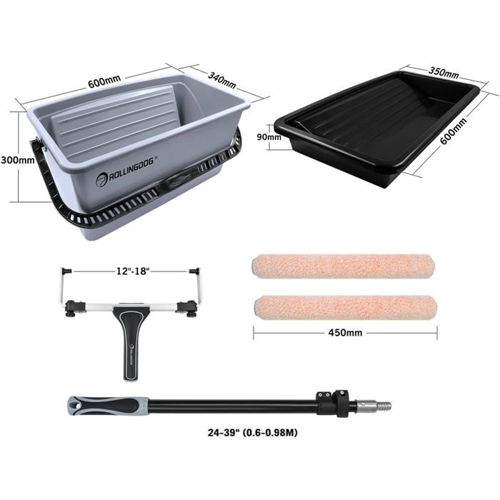 Kit Grand Rouleau De Peinture 10 Pièces - Cadre Réglable 12-18 Et Rallonge