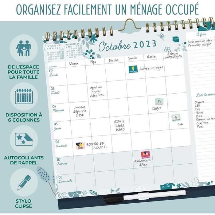 Mon Calendrier Familial 2024  French Family Weekly Planner 2024 -  Boxclever Press
