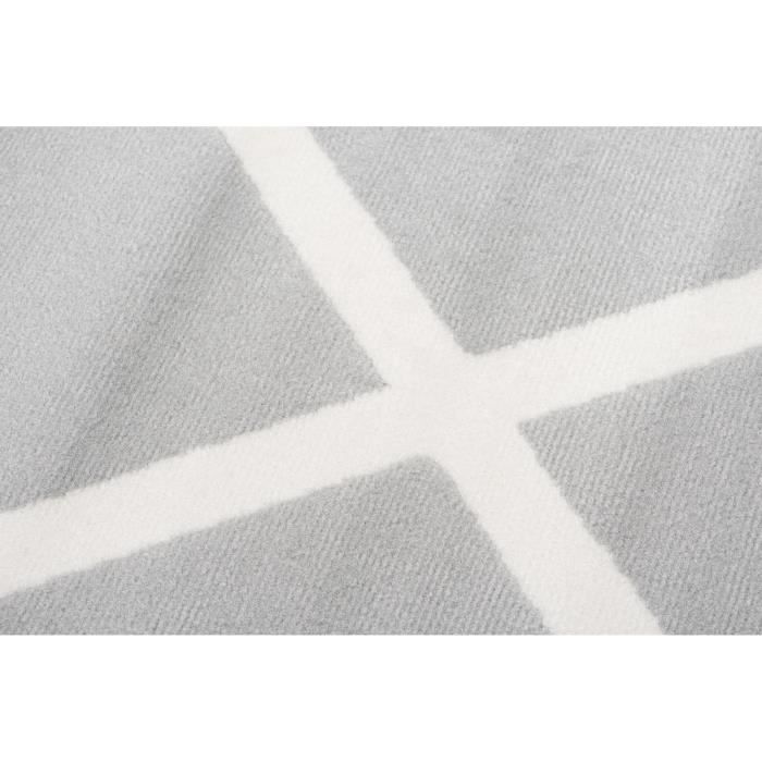Tapiso laila tapis salon chambre moderne blanc noir géométrique