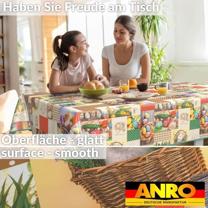 Nappe en Toile cirée Lavable, pour Table de Jardin, extérieur et intérieur, avec Ourlet, 220 x 140 cm, Noire