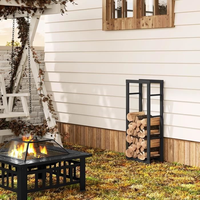 Porte-bûches En Acier Gris – Rangement Pour Cheminée Et Poêle à Bois – 3,25 Kg – 80,5 Cm