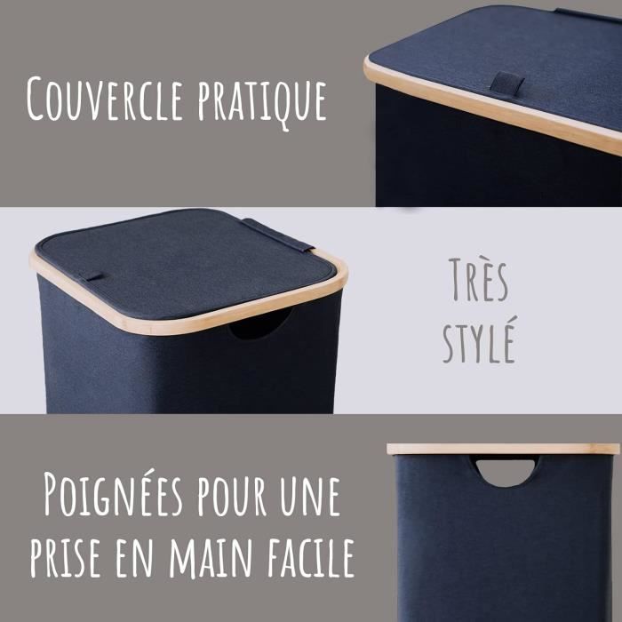 Paniers À Linge Bleu - Xl 100 L - Pour Linge Avec Sacs - Pour Chambre À ...