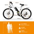 Vélo électrique HITWAY 26" Blanc - VAE avec batterie amovible 36V/12AH - Shimano 7-Vitesses - VTT Ville E-Bike-3