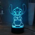 Stitch Veilleuse Lampe de nuit Décorer Lampe de chevet LED télécommande Touchez pour changer de couleur 16 couleurs USB-3
