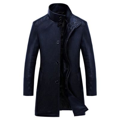Zencart Manteau De Luxe En Cuir Trench Hommes Simple