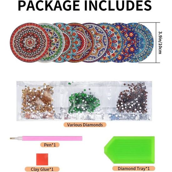 8 Pcs DIY Diaond Painting Dessous De Verre Avec Support, Sea Anials