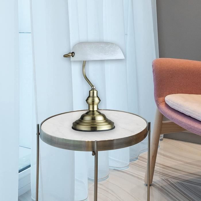Lampe de bureau rétro en laiton vieilli - Avec abat-jour en verre - Lampe  de chevet - Lampe de table - Lampe de table [438] - Cdiscount Maison