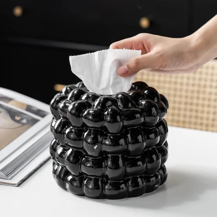 Boîte à Mouchoirs élégante En Cuir PU Carré Avec Fond Magnétique Pour Salle De Bain, Chambre Ou Bureau (rayures Blanches) - Maison