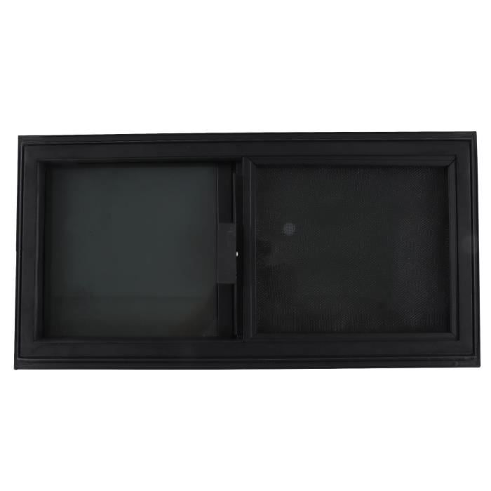 Fenêtre Coulissante Pour Camping-car 60x30 Cm - Verre Trempé Teinté 25% - Avec Moustiquaire - Installation Avant/arrière - Noir