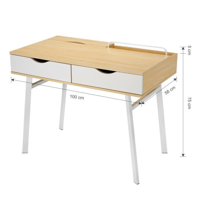 LANGRIA Bureau d Ordinateur Moderne Minimaliste Grand Avec 2