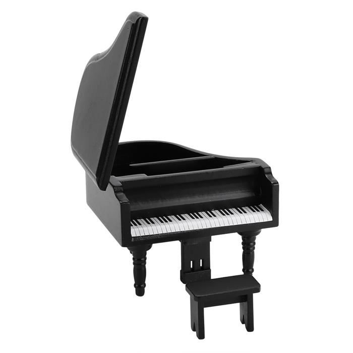 1:12 Mini piano à queue en bois avec tabouret pour accessoire de