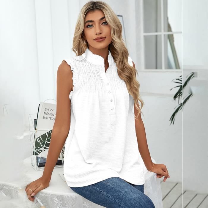 Tee shirt femme new arrivals col montant sans manches