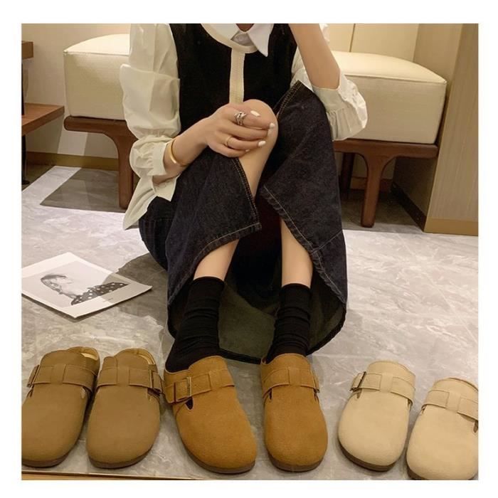 Mules Femme Casual Mode Talon plat l ger respirant Printemps Brun