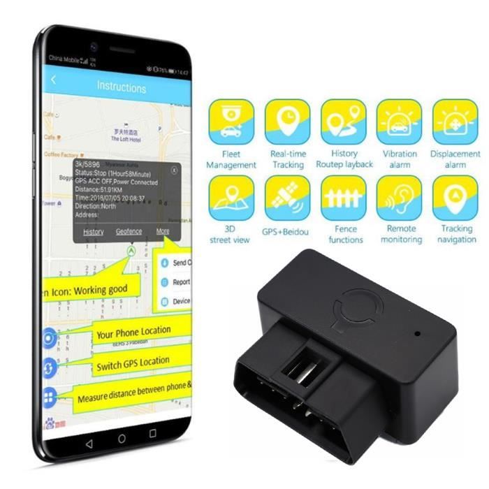 Traceur GPS OBD-II 2G Pour Voiture - Plug And Play, Suivi Temps Réel, Géorepérage, Alarme Antivol, Pour Flottes