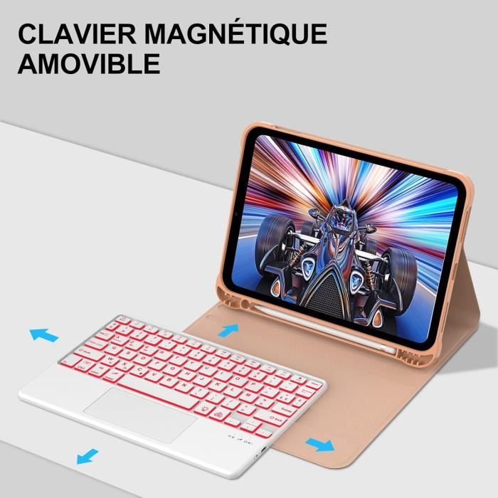 Étui Clavier AZERTY Avec Trackpad Pour IPad 10/11ème Génération – Bluetooth, Magnétique, Rose – Protection Et Porte-Crayon