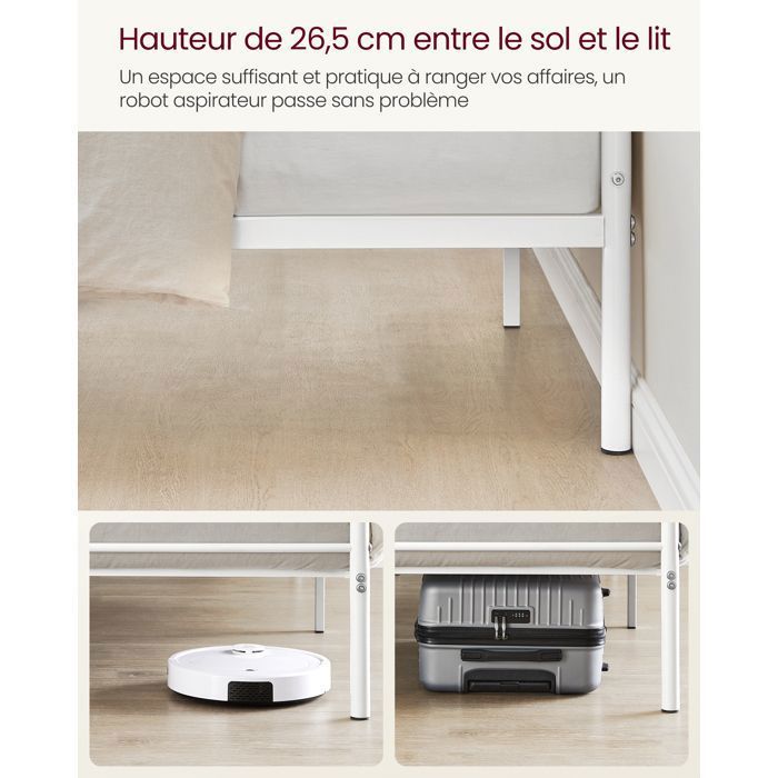 EMODA Lit 90 X 190 Avec Sommier Hauteur De 36cm, Cadre De Lit