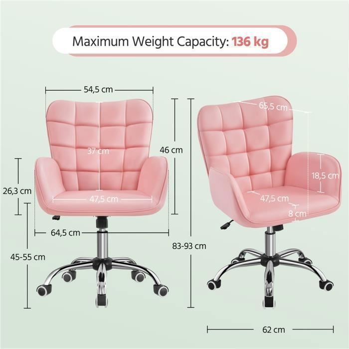 Chaise De Bureau Design Abician En Similicuir - Dossier Arrondi Inclinable Et Hauteur Réglable