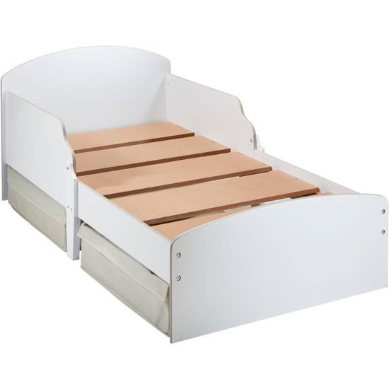 Lit Pour Enfants Blanc Avec Tiroirs De Rangement Sous Le Lit Pour Matelas 140cm X 70cm Cdiscount Jeux Jouets