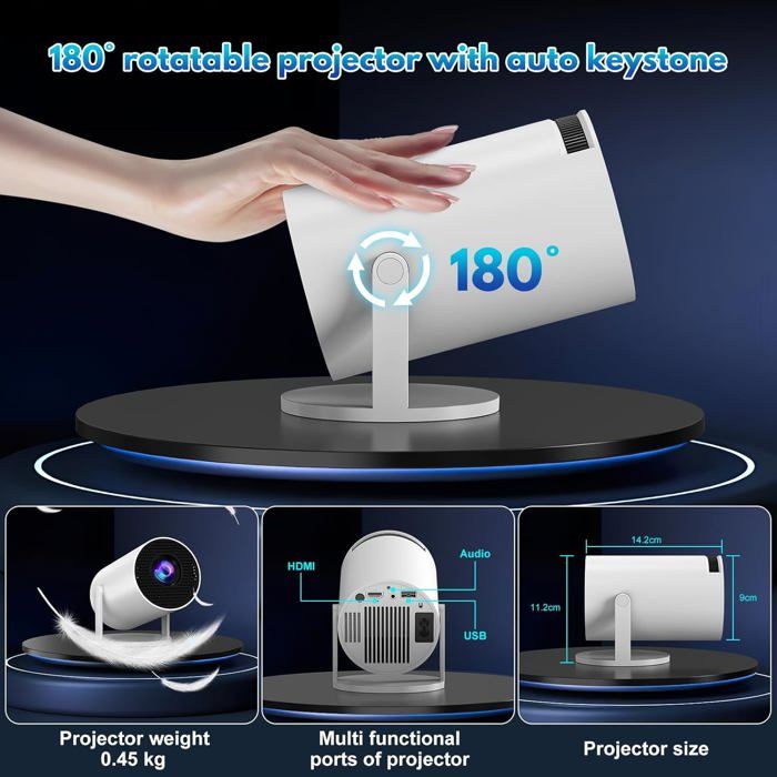 [App Intégrée] Mini Vidéoprojecteur 1080P 4K Supporte Mini Projecteur ...