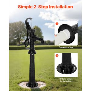 Support De Pompe à Main En Fonte Noire – Base Solide 22x65 Cm Pour Jardin Et Puits