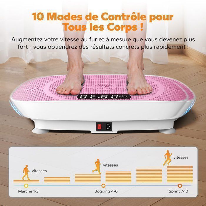 Plateforme Vibrante MERACH V33 – 99 Niveaux, écran Tactile LED, Bluetooth, Cordons élastiques – 10 Min/jour