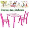 1 Table et 2 Chaises Enfant en Bois - Ensemble Table et 2 Chaises pour enfants à manger, jouer à des jeux-0