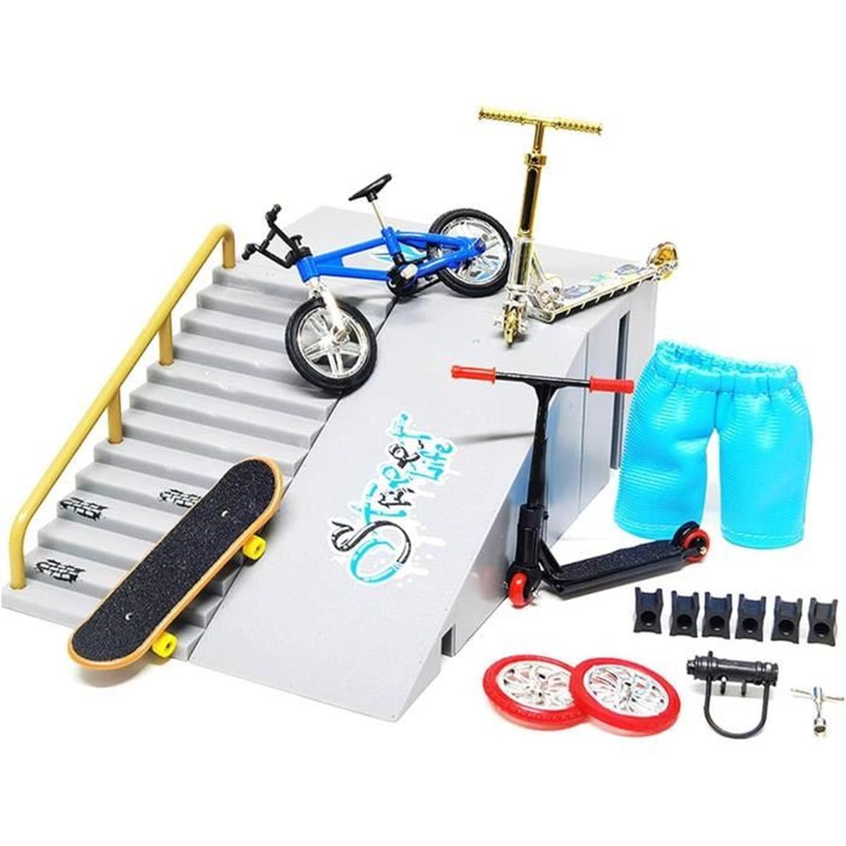 Ensemble Trottinette Doigts ABS - Skateboard Miniature Avec Accessoires, Pour Enfants Et Adultes - 2