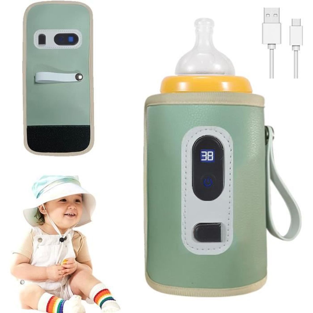 Chauffe Biberon Portable,Chauffe Biberon USB,Chauffe Biberon, Chauffe Biberon Mam,Avec 5 Niveaux