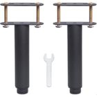 YIKXIULF Pied de Lit Universel pour Sommier a Lattes sans Pergage | Hauteur: 15cm(+12.5cm) Reglable | Noir | Metallique | Ronde 3.8cm| 2pcs