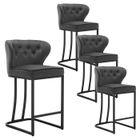 WOLTU Lot de 4 Tabourets de Bar en Velours, Chaise Ergonomique pour Cuisine, Salon, Pieds en Métal, Gris foncé W0ATT0079-4